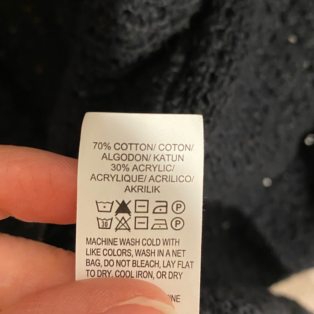 Lucky Brand Open Knit Duster Cardigan Black Large - Picture 5 of 8